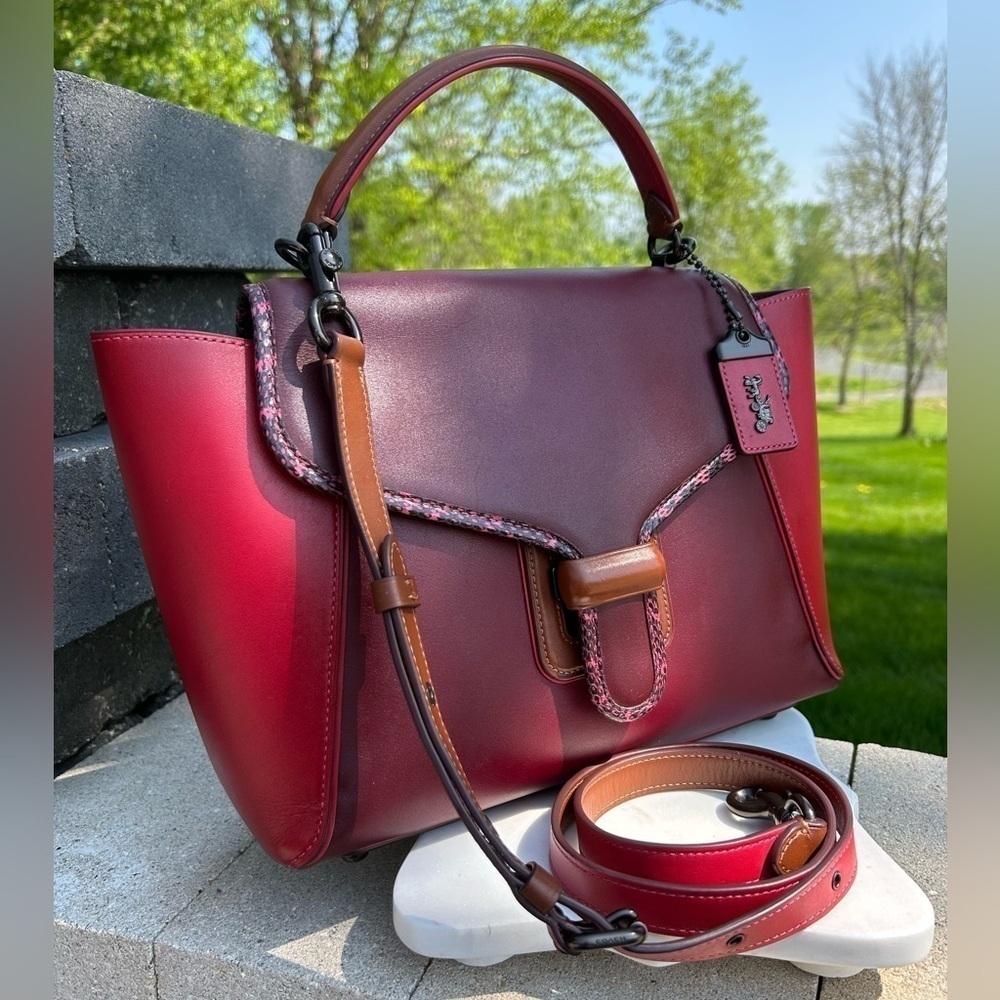 Coach 1941 Courier Carryall Color block Apple Red, Burgundy, Brown, 701 NWT - Picture 5 of 16